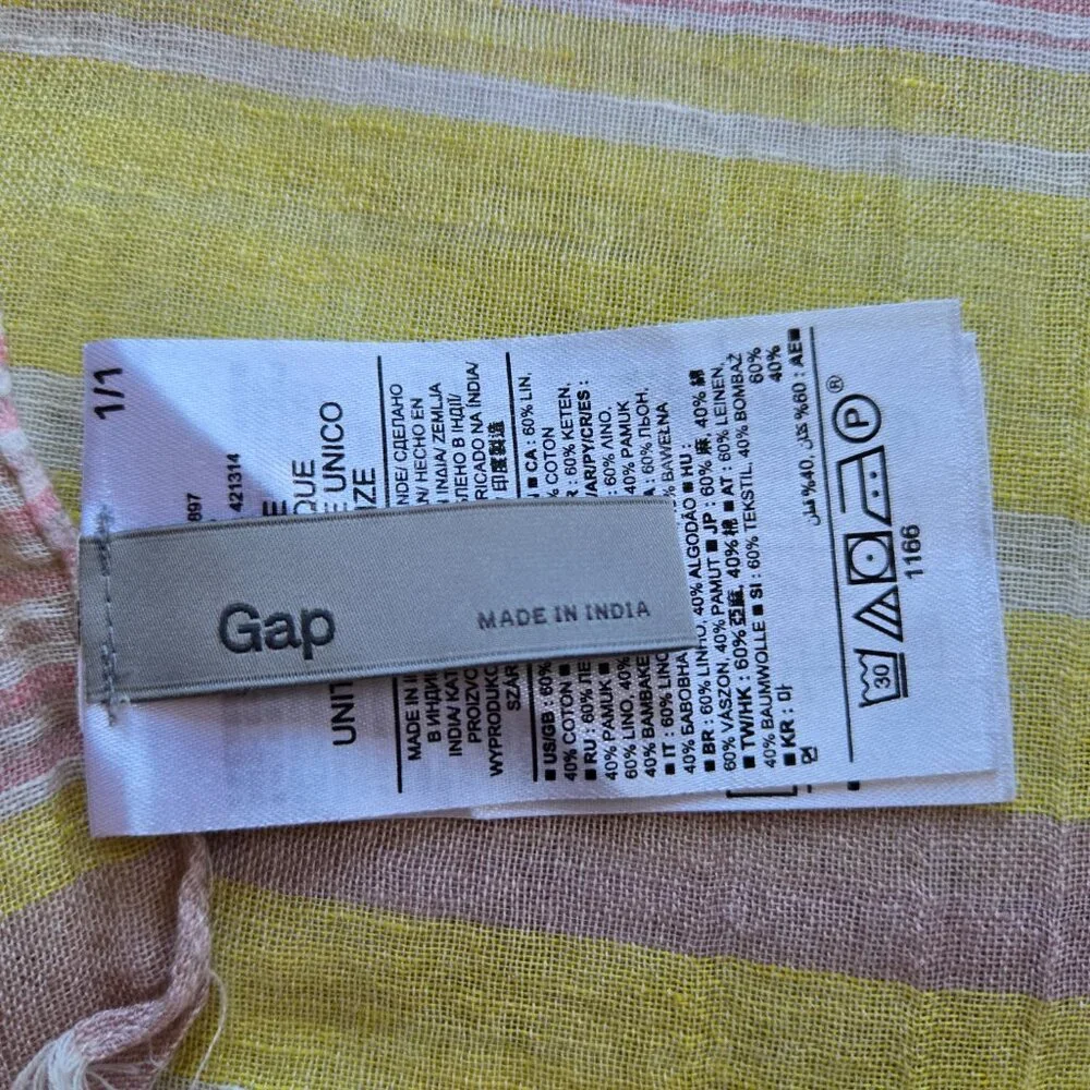 GAP Linen Cotton Scarf Pink Yellow
